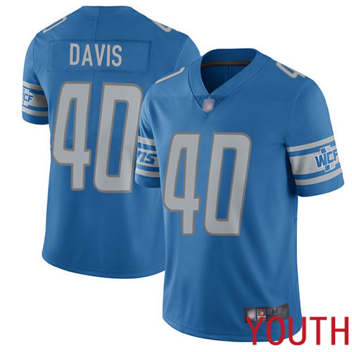 Detroit Lions Limited Blue Youth Jarrad Davis Home Jersey NFL Football #40 Vapor Untouchable->youth nfl jersey->Youth Jersey